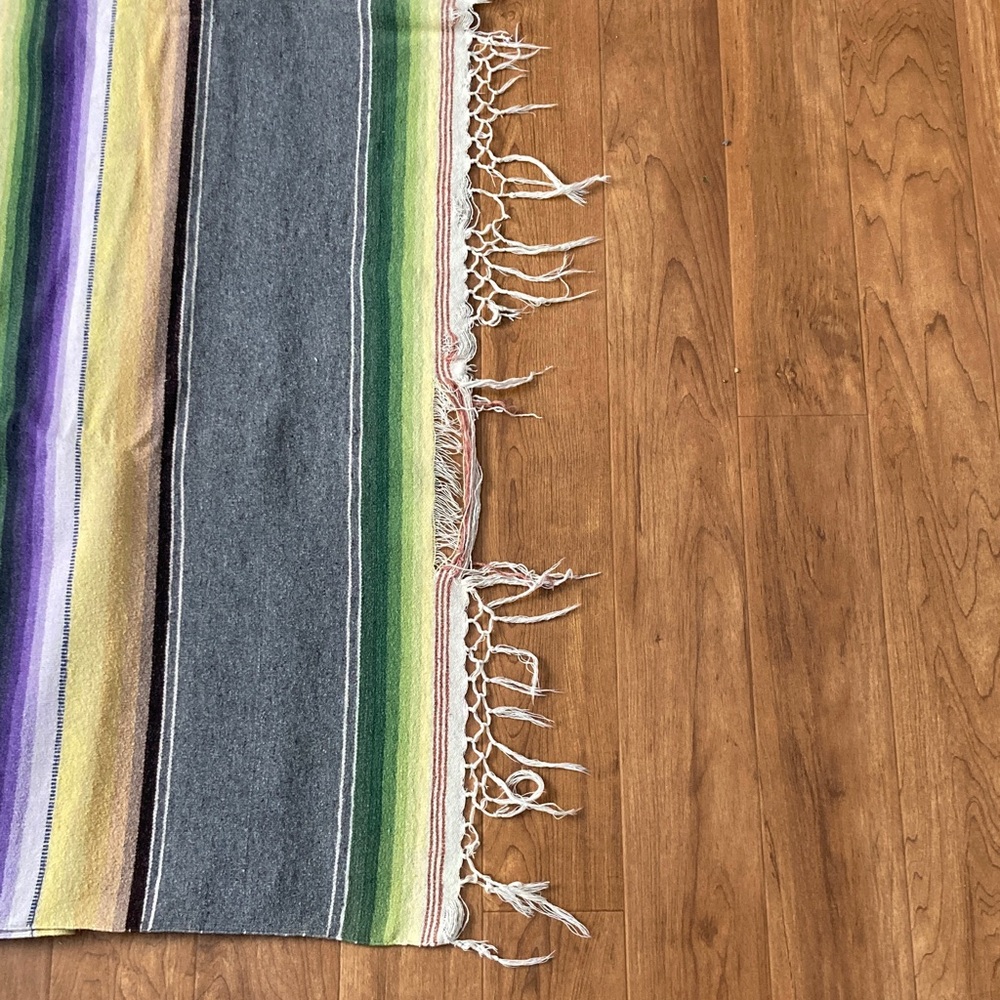 Vintage Serape Saltillo blanket Colorful textile Fringed Southwestern wool - Picture 5 of 13